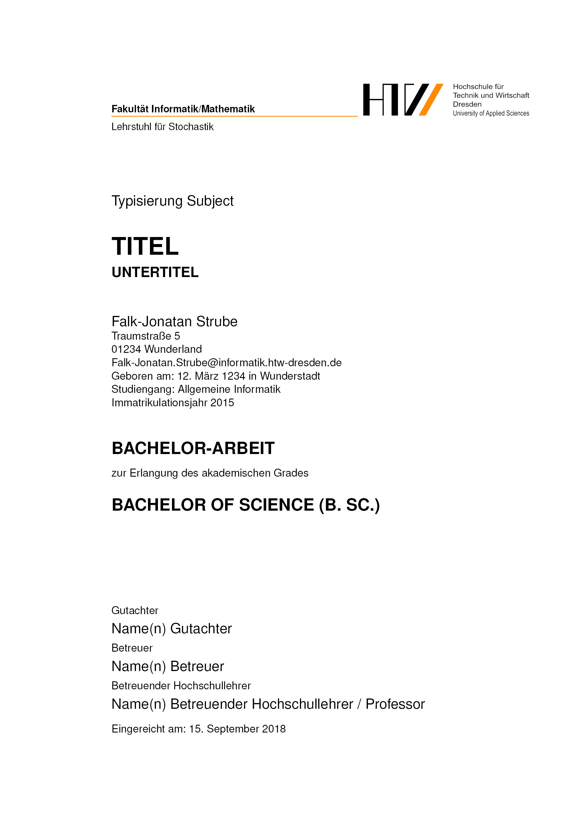 Template bachelor thesis